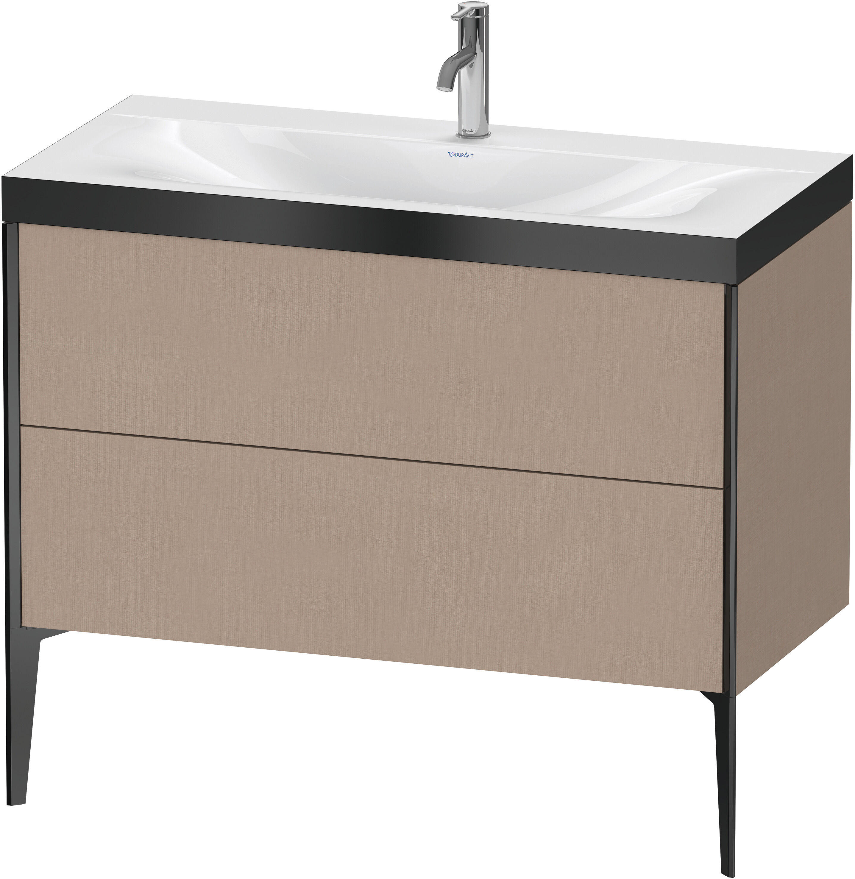 Duravit XViu Table de toilette XV4711OB275P 100x48cm, 2 2000 - out, Match2 trou de coulée, noir mat, Cadres P, lin