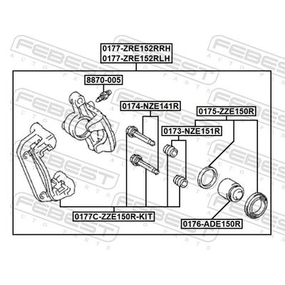 FEBEST Bremssattel 0177-ZRE152RLH Hinterachse links für TOYOTA
