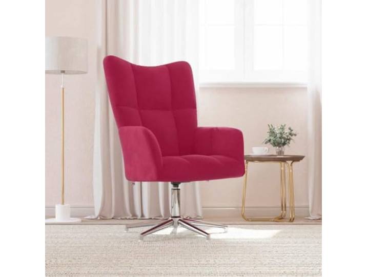 Relaxsessel Weinrot Samt, 360 Grad Drehbar, Belastbar Bis 110 kg, Modern Stepp-Design, Schaumstoffpolsterung, Stahlgestell, Kreuzfuß, flexible Drehung