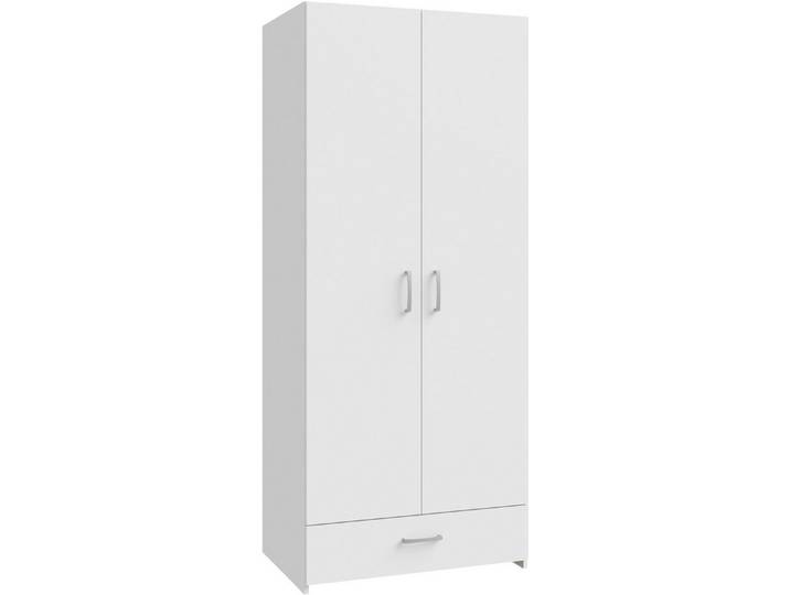 FORTE Kleiderschrank Econobox Drehtürenschrank, zeitloses Design mit alufarbigen Griffen.