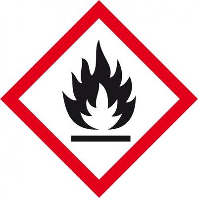 Aufkleber I Gefahrensymbol Flamme GHS 02, Folie, selbstklebend, 26x26mm, 21/Bogen, GHS-Verordnung