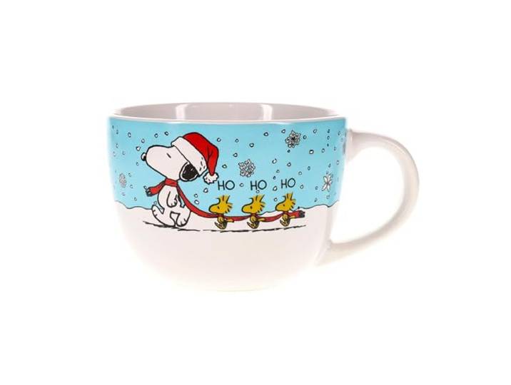 Silver Buffalo Peanuts Snoopy & Woodstock Ho Winter Holiday Keramik Suppentasse Schüssel für Eis, Müsli, Getränke – Fassungsvermögen: 680 ml