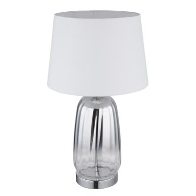 GLOBO LIGHTING Tischleuchte "CLASSY", silber (verchromt), 1 Stk., Leuchten, Design Tischlampe, Wohnzimmer, Schlafzimmer, Flur, Textilschirm, Tischleuchte