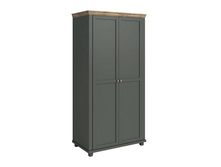 Petits-meubles Kleiderschrank 2 Türen Martin Grün und Holz, Holzwerkstoff, 108.1x216.1x61.7 cm, Schlafzimmer, Kleiderschränke