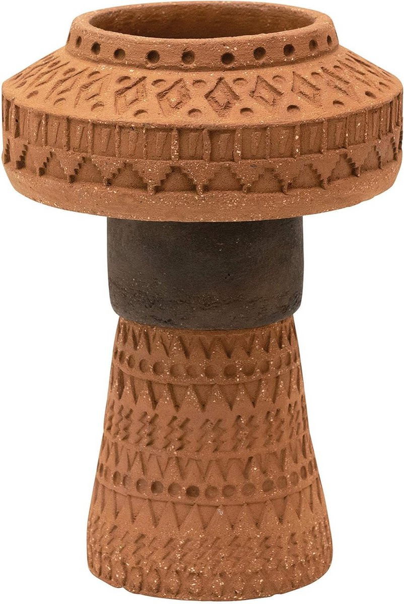Terracotta Vaas met Reliëfpatroon – Handgemaakt in Terracotta & Zwart