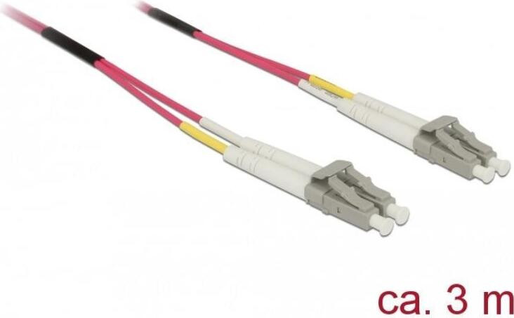 Delock Netwerkkabel LC multimode naar LC multimode, 3 meter, Glasvezel, 50/125 micrometer, OM4, Paars