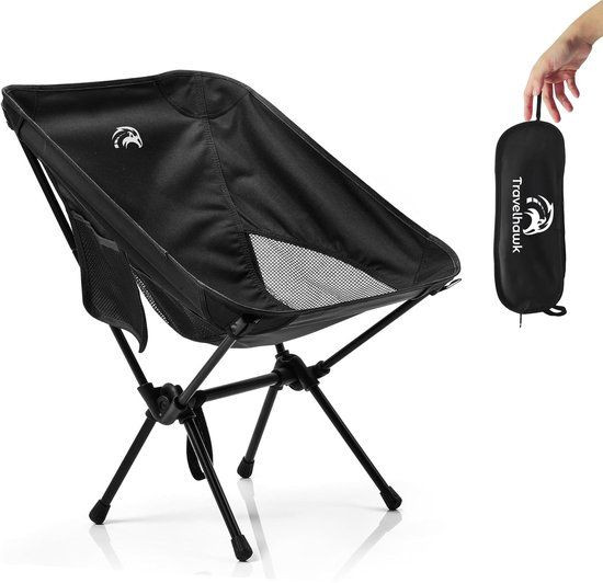 Travelhawk Campingstoel - Opvouwbaar en Lichtgewicht - Zwart