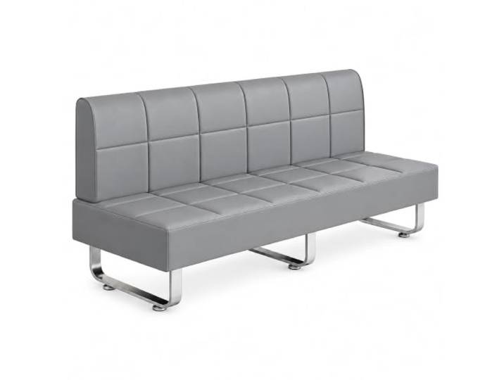 JS Ellie PU-Leder Empfangsbank, Moderne Wartezimmerbank mit Rückenlehne Belastbare Sitzbank mit ergonomischer Rückenlehne für Büro, Salon, Praxis, Spa und Hotel(Gray,150cm/59.1in)
