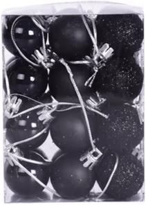 Inspire Picks Mini Flocked Christmas Ball Ornament Set (24PCS) black 3cm 2cm Or 3cm