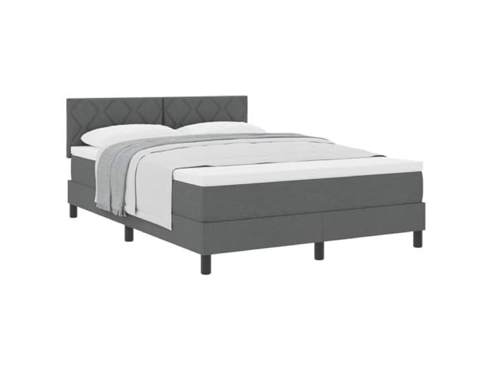 KTHLBRH Boxspringbett Boxspringbett dunkelgrau 140 x 190 cm Stoff Kopfteil in zwei Höhen verstellbar, Gestell aus Holz, Kiefer massiv, Matratze aus Schaumstoff und Taschenfedern