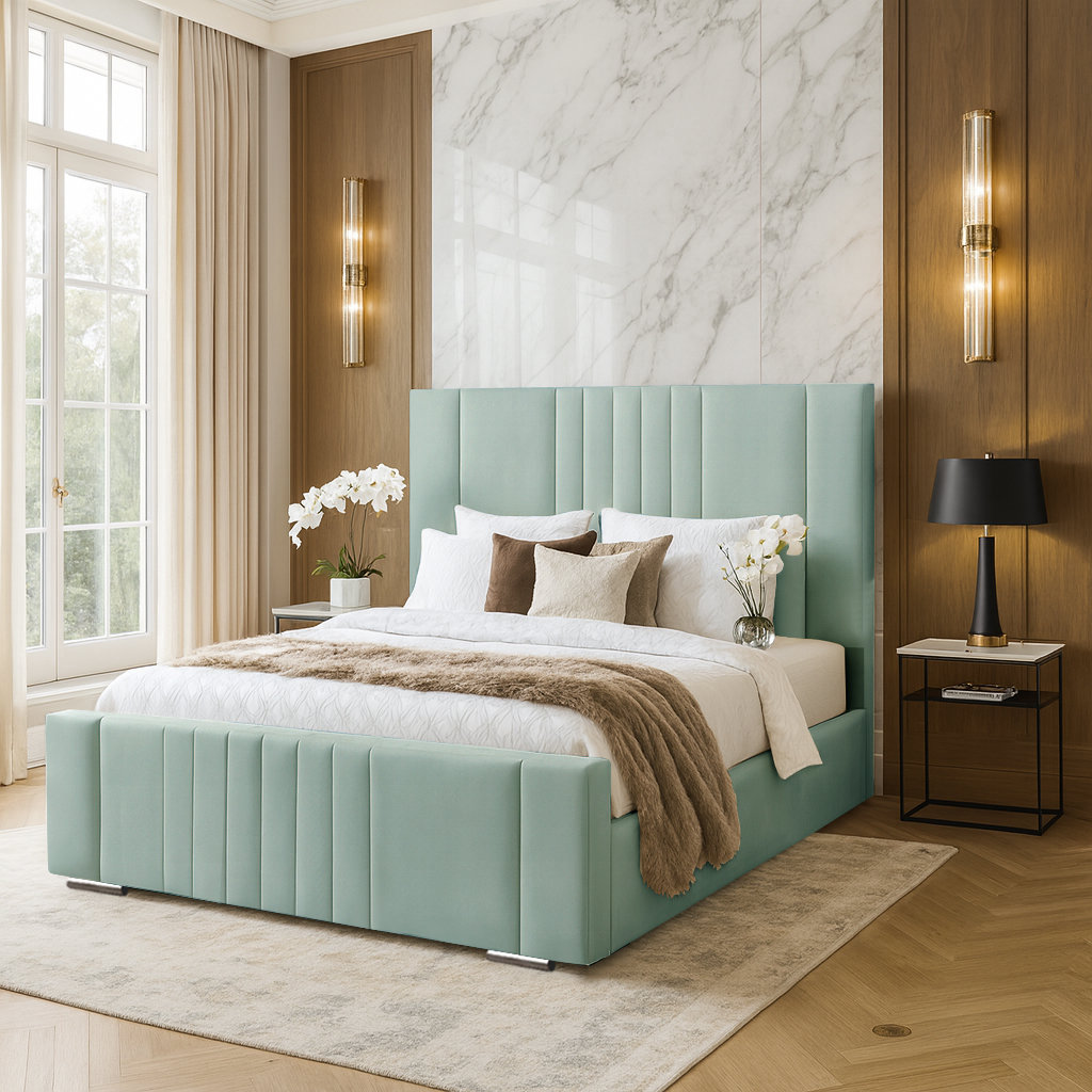 Latitude Run Agaro Upholstered Bed Duck Egg Small Double (4')