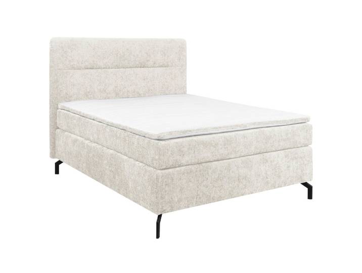 Boxspringbett, Greige, 140x200 cm, Textil, Topper Durchgehend, Modern