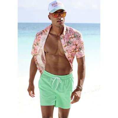 Badeshorts VENICE BEACH, Herren, Gr. M (50), N-Gr, grün (mint), Microfaser, Polyester, Recycling-Polyester, kontrastfarbene Details, unifarben, Badehosen Badeshorts, mit Marken-Logo