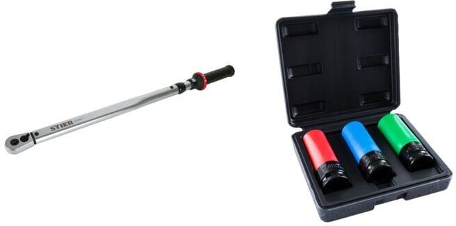 Set Stier Drehmomentschlssel mit Umschaltknarre + Stier Kraft-Steckschlsselsatz 1/2''