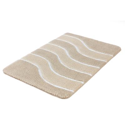 Badematte MEUSCH "Lara", beige (macadamia), H:20mm, Polyester, Badematten, Badematte, Wellen-Design mit flauschigen weißen Akzenten