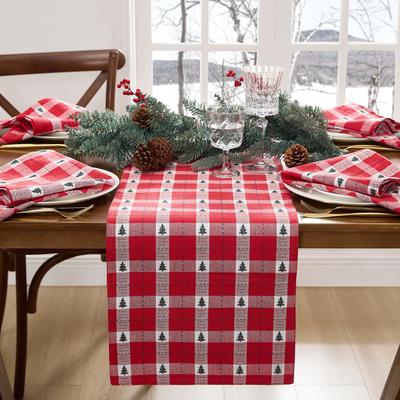Threadmade Sherwood Tree Dobby Holiday Table Runner