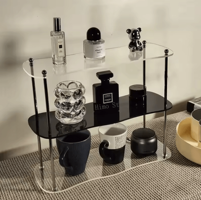 Inspire Curations CrystalTier Acrylic Makeup Organizer Rack Modern Desktop Cosmetic Storage Shelf For Perfumes, Skincare & Accessories b