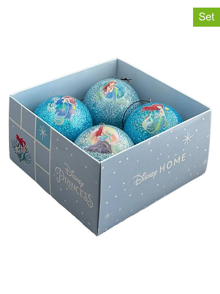 Christmas Inspirations 4er-Set: Christbaumkugeln "Little Mermaid" in Hellblau - Ø 7,5 cm - onesize