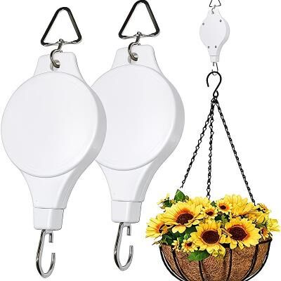 LightInthebox 2/4/6pcs White Telescopic Flower Basket Hooks with New Triangular Hook Design, Made of Brand New Material, Environmentally Friendly, Suitable for Various Plant Hanging Baskets and Bird Feeders