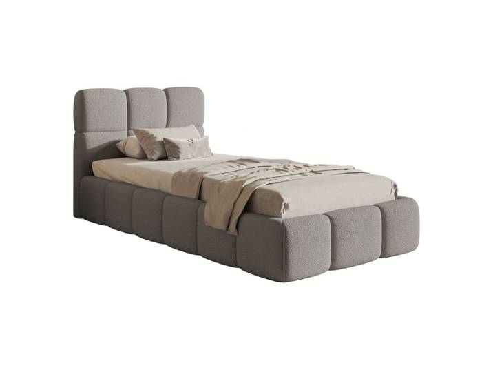 Lit rembourré 90x200, bouclé gris
