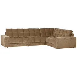 Ecksofa Date aus Webstoff, klassisch rechts, Sand, feines Vintage-Design, komfortabel gepolstert