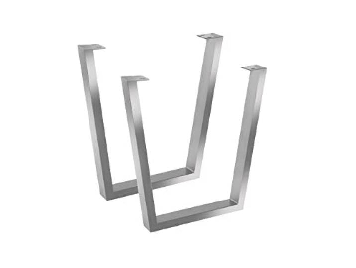 SAM Tischgestell V-Form 2er Set 70x10x74 cm Roheisen Silber lackiert, Kufengestell für Holztische, für DIY-Projekte