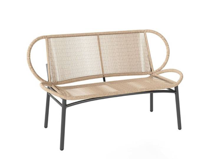 Banc de jardin - Outsunny - 2 places - résistant aux intempéries - résine tressée - 138x62x83cm - naturel