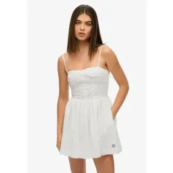 Superdry für Damen. W8012023A Broderie Cami Minikleid weiß (L), Lässig, Baumwolle, Ärmellos / Hosenträger