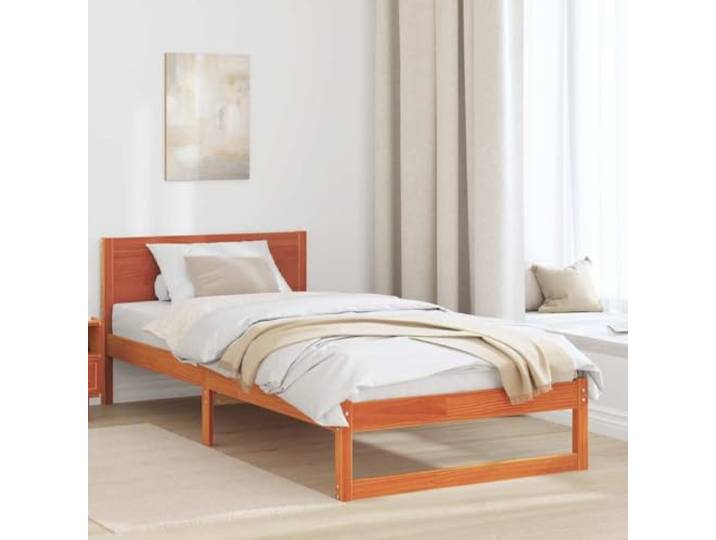 YUTAASU Bettrahmen Massives Kiefernholz 100x200 cm Mit Kopfteil Und Lattenrost, Modernes Design, Stabil, Für Schlafzimmer