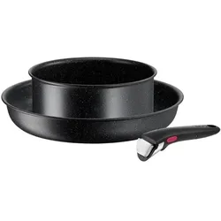 Tefal Ingenio Black Stone, Pfannenset + Topfset, Schwarz