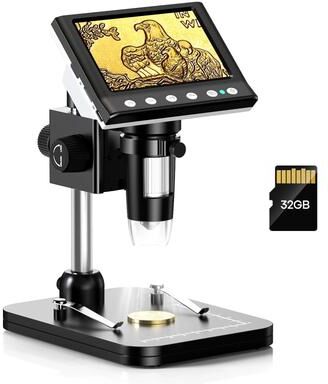 Uplifted Goods Digital Coin Microscope With 4.3 Inch Screen And 1000X Zoom For Soldering And Inspection with Sd Card