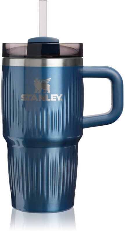 Stanley Quencher H2.O Fluted Tumbler gobelet en acier inoxydable avec paille petit format Glacial Blue Shine 1 pcs