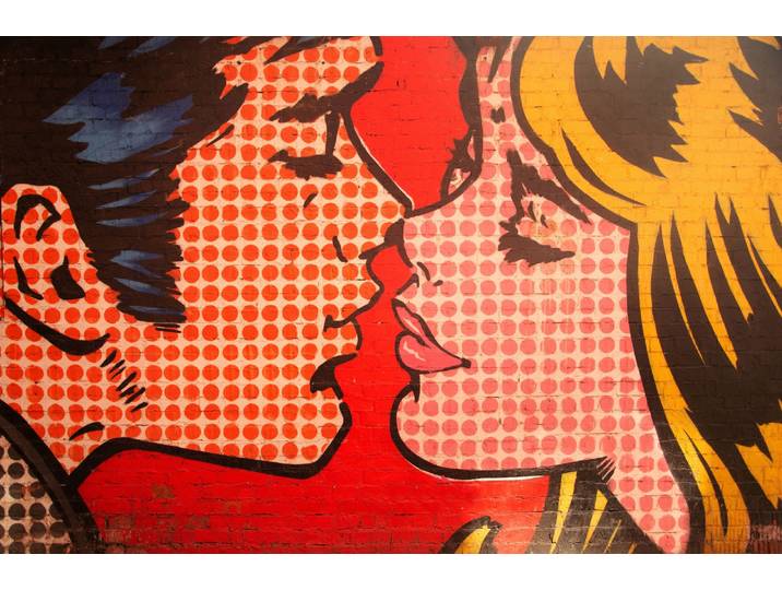 Fototapete PAPERMOON POP ART GRAFFITI-MAUER KUNST FANTASIE MUSTER STRUKTUR , bunt, B:3,5m L:2,6m, Vlies, Tapeten, Fototapete