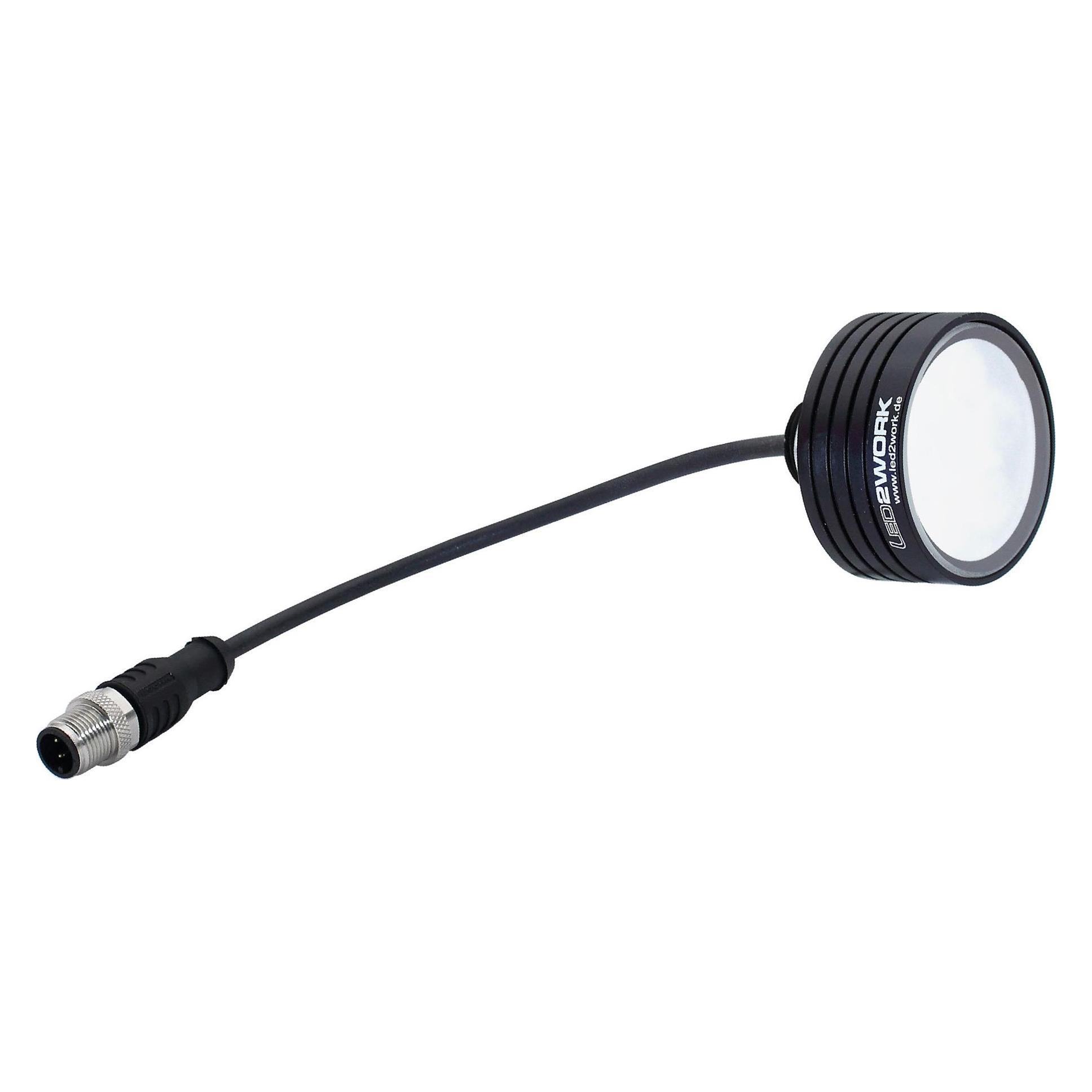 Led2work Maschinenleuchte TOPLED Ø50mm 40° 85W 150mm Anschlusskabel und M12-A 24V DC (680 lm) (111913-01)