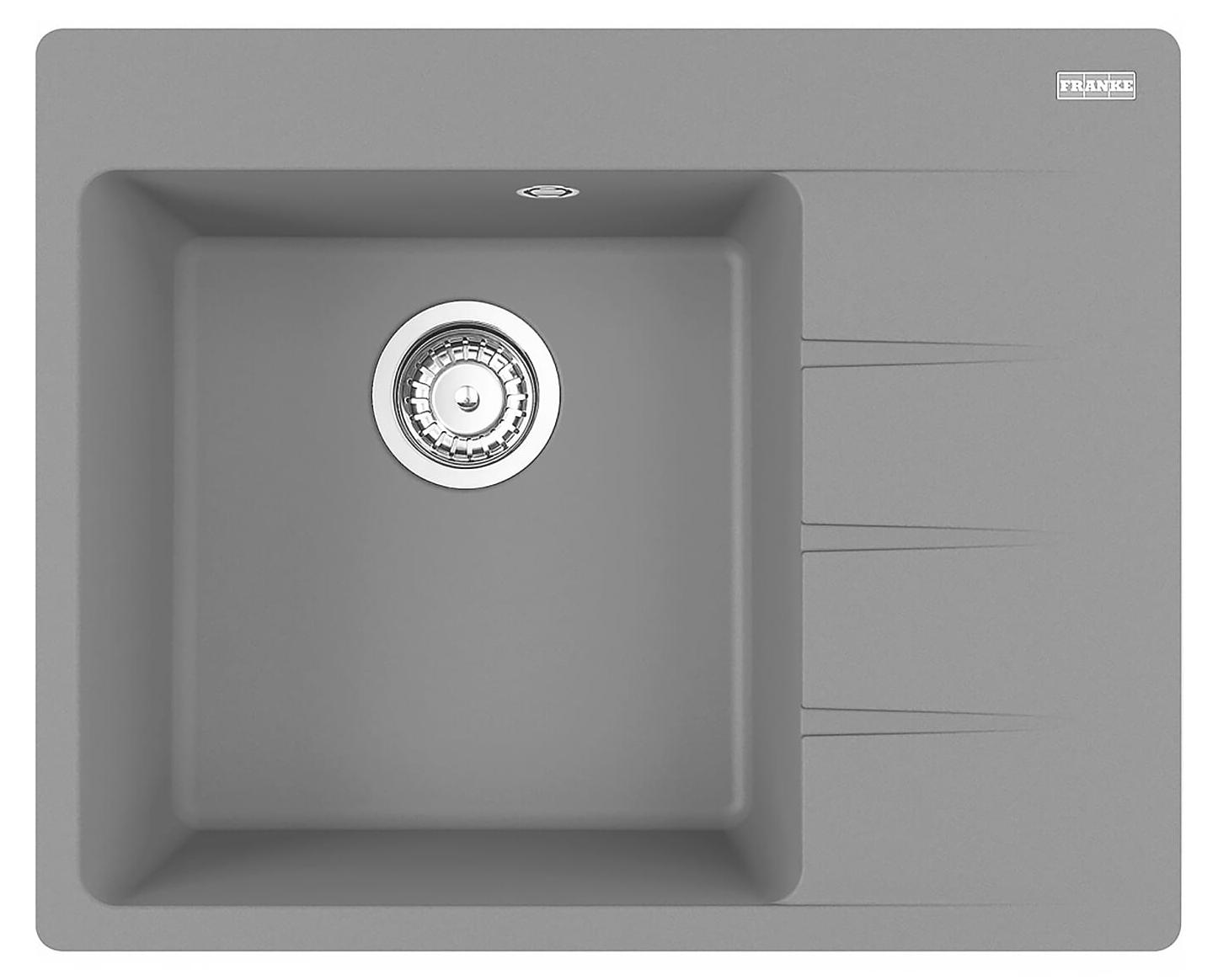 FRANKE Spüle CNG 611-62 STEINGRAU Becken links mit Excenterbedienung / Ausschnittmaß 600 x 480 mm R15 / Granitspüle