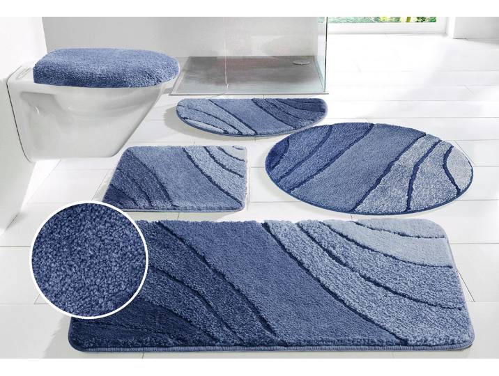 Badematte GOODPRODUCT Josie, Badvorleger, Badezimmer Teppich Gr. 7, blau (verlauf blau), H:20mm, Polyester, Badematten, Badematte, Badteppich, Badematten, rechteckig, rund & als 3-tlg. Set erhältlich