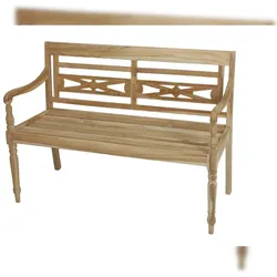 DELUKE Gartenbank MARLEN 2-Sitzer - 120cm Breit, Teak, Natur | Terrassenbank Wetterfest Sitzbank Outdoor Bank