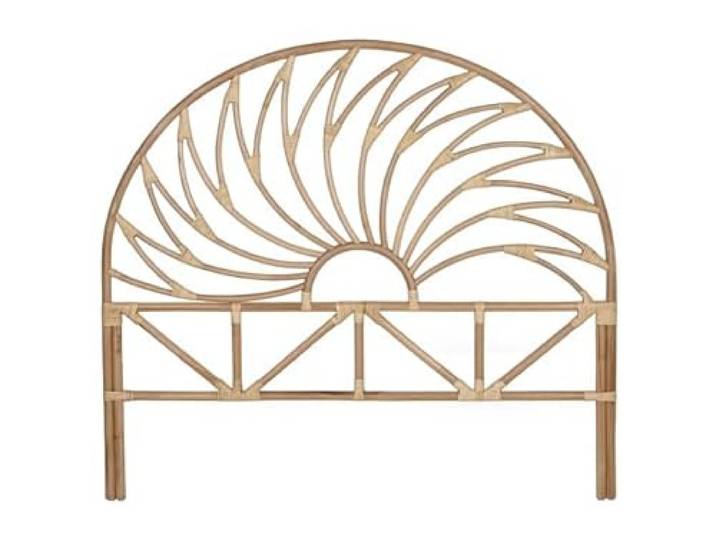 Kopfteil für Bett von 135 – 150 cm, aus Rattan, Sonnenform, mit Beinen, 153 x 3,5 x 138 cm