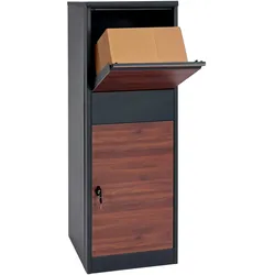 Paketkasten MCW-G80, Paketbox Standbriefkasten Paketbriefkasten Größe XL ~ verzinkt anthrazit Holzoptik dunkelbraun