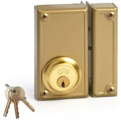 Jis, Türschloss + Schliesszylinder, Türzusatzschloss 33-6D Gold Rechts 60 Mm Metall Obenauf Legen