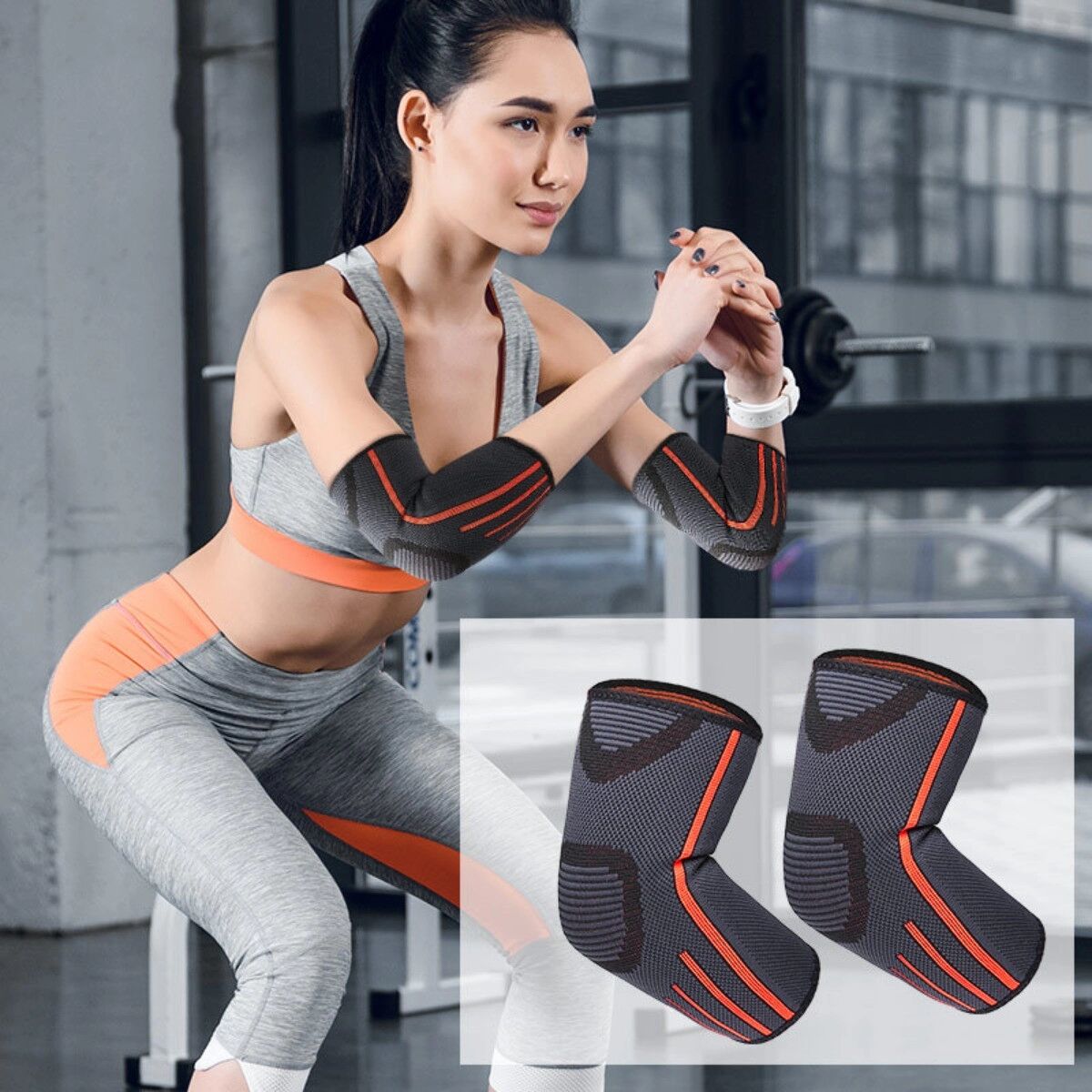 INF Manchons de coude élastiques tricotés (1 paire) - Manchon de compression en nylon respirant pour soutien sportif et M
