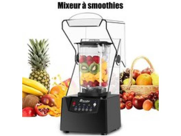 Mixeur à smoothies 2200W - Bol PC 2L sans BPA - 17000 tr/min & 5 vitesses - Lames acier - Base antiglisse avec capot