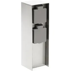 Wiltec, Steckdose, 2-fach Aussensteckdose Gartensteckdose Edelstahl IP44 Steckdosensäule Eckig