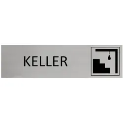 CombiCraft Aluminium Türschild Keller 165x45mm mit 3M-Tape zur Befestigung, einfache Kennzeichnung von Räumen und Bereichen