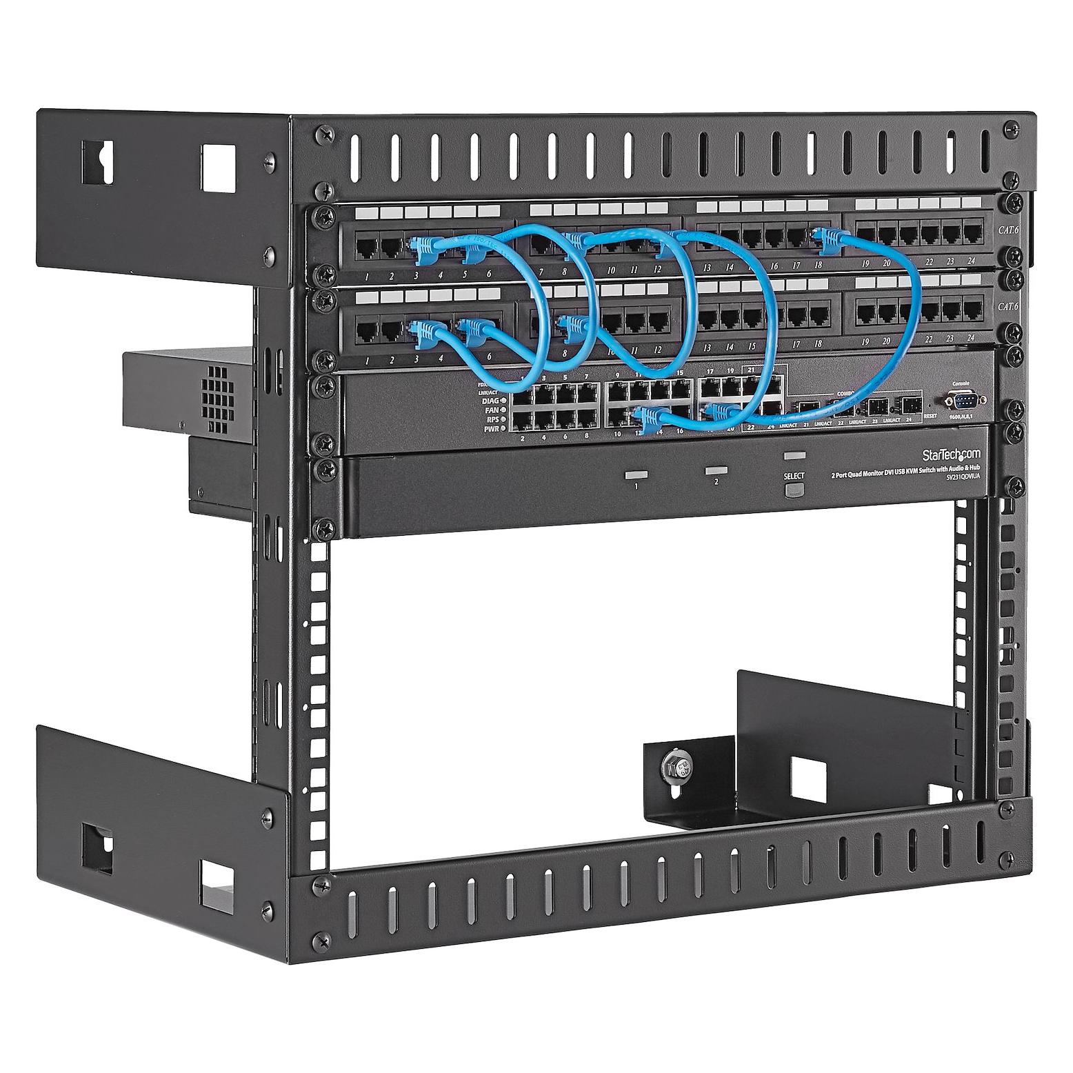 StarTech 8HE 19 Zoll Open Frame Geräte Rack Wandmontagefähig - 30cm Tief - Wall Mount Rack aus Stahl (8 HE, 19 Zoll Rack) (RK812WALLO)