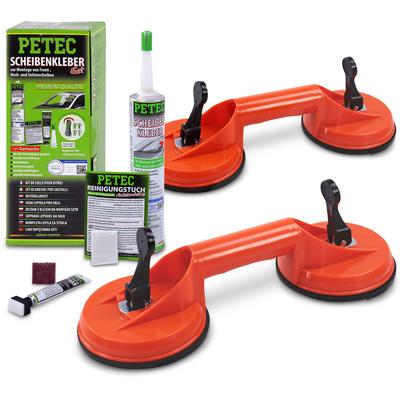 Petec Scheibenkleber-Set+2x Gummi Doppelsauger Ø 118 mm [Hersteller-Nr. 40668715]