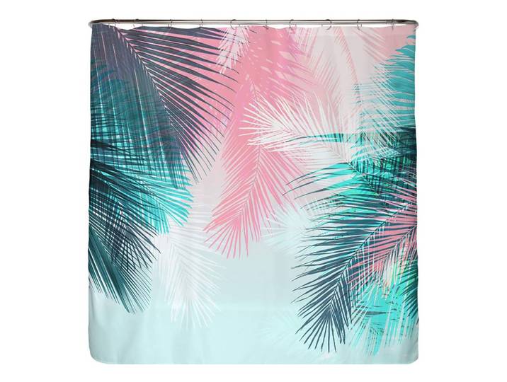 Rideau de douche PS recyclé Palmier Microfibre Multicolore 200 x 220cm