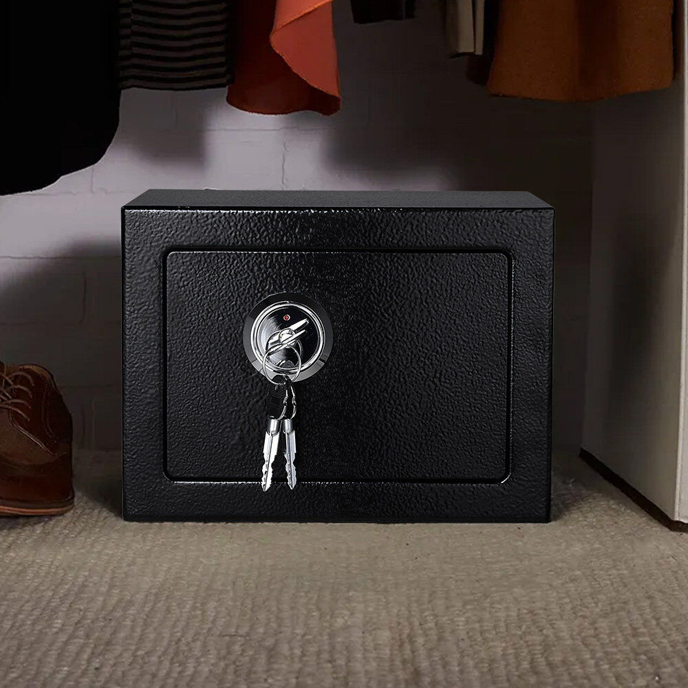 Living and Home Safe Box Lock Gloss;Black 17cm H X 23cm W X 17cm D