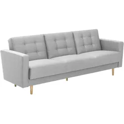 SOFA 3-Sitzer mit Bettfunktion Kazia Flachgewebe hellgrau