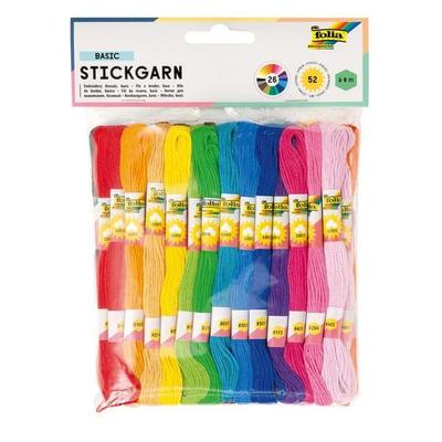Folia Stickgarn BASIC, 52 Docken je 8m in 26 Farben